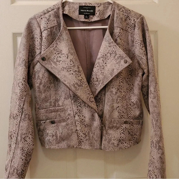 Haute Monde Motorcycle crop Snakeskin jacket - size large. J - Picture 6 of 12